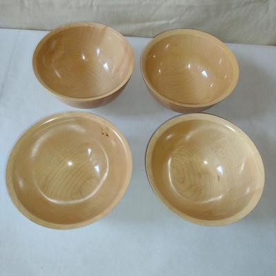 Set of Four Hand Crafted, Turned Wood Bowls by Bobby Phillips- Maple (#30).