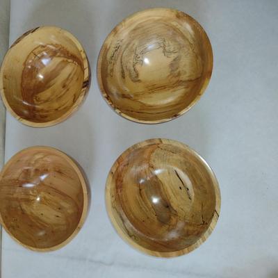 Set of Four Hand Crafted, Turned Wood Bowls by Bobby Phillips- Spalted Maple (#31).