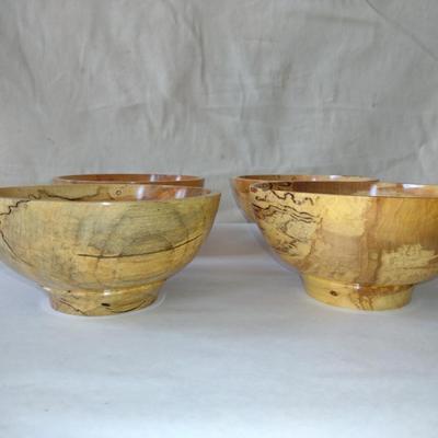 Set of Four Hand Crafted, Turned Wood Bowls by Bobby Phillips- Spalted Maple (#31).