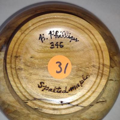 Set of Four Hand Crafted, Turned Wood Bowls by Bobby Phillips- Spalted Maple (#31).
