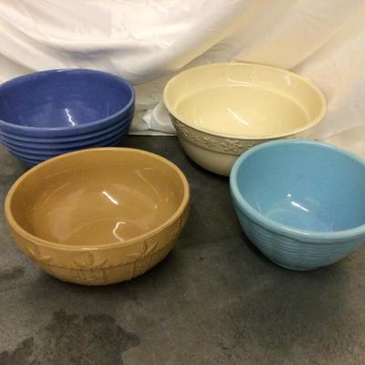 Four Large Pottery Serving Bowls