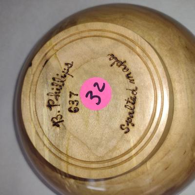 Set of Three Hand Crafted, Turned Wood Bowls by Bobby Phillips- Spalted Maple (#32).
