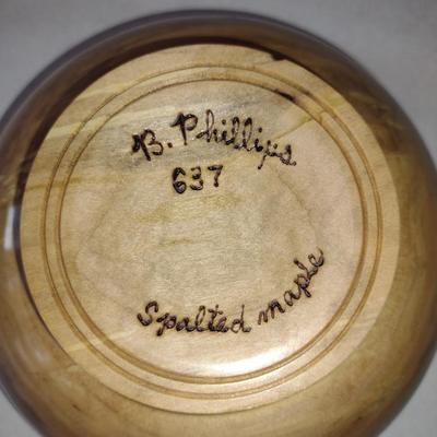 Set of Three Hand Crafted, Turned Wood Bowls by Bobby Phillips- Spalted Maple (#32).