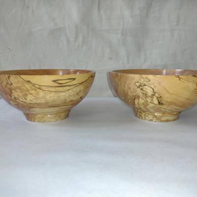 Set of Three Hand Crafted, Turned Wood Bowls by Bobby Phillips- Spalted Maple (#32).