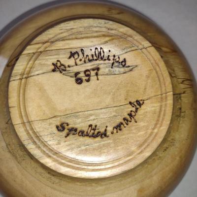 Set of Four Hand Crafted, Turned Wood Bowls by Bobby Phillips- Spalted Maple (#33).
