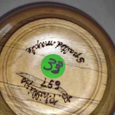 Set of Four Hand Crafted, Turned Wood Bowls by Bobby Phillips- Spalted Maple (#33).