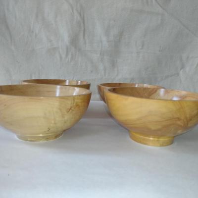 Set of Four Hand Crafted, Turned Wood Bowls by Bobby Phillips- Spalted Maple (#33).