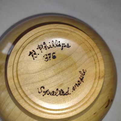 Set of Four Hand Crafted, Turned Wood Bowls by Bobby Phillips- Spalted Maple (#34).