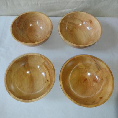 Set of Four Hand Crafted, Turned Wood Bowls by Bobby Phillips- Spalted Maple (#34).
