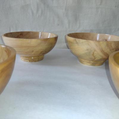 Set of Four Hand Crafted, Turned Wood Bowls by Bobby Phillips- Spalted Maple (#34).