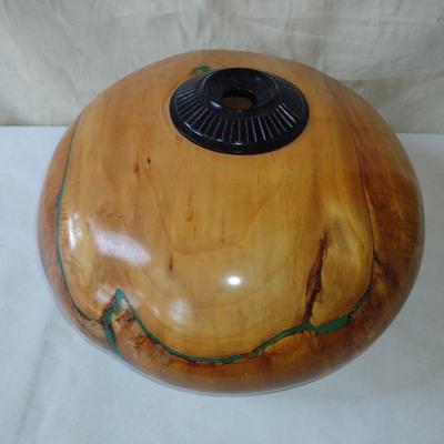 Large, Hand Crafted, Turned Wood Vase by Bobby Phillips- Willow, Chrysocolla, Ebony (#35).