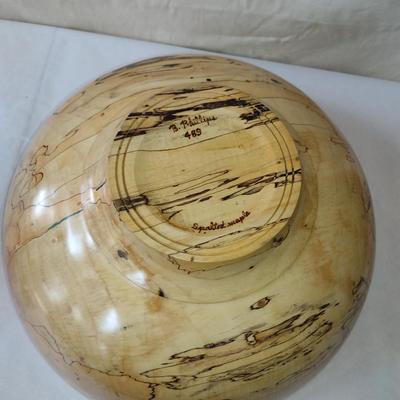 Large, Hand Crafted, Turned Wood Bowl by Bobby Phillips- Spalted Maple (#36).