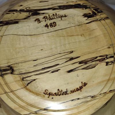 Large, Hand Crafted, Turned Wood Bowl by Bobby Phillips- Spalted Maple (#36).