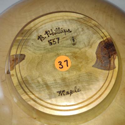 Large, Hand Crafted, Turned Wood Bowl by Bobby Phillips- Maple (#37).