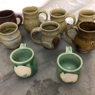 9 Modern Pottery Coffee Mug Lot