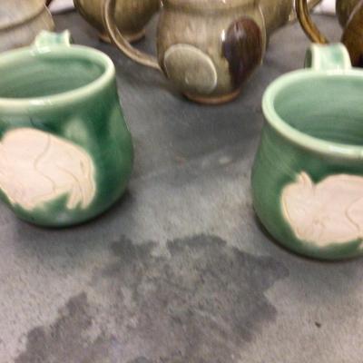 9 Modern Pottery Coffee Mug Lot