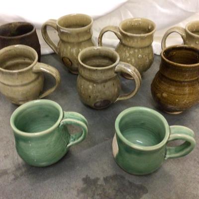 9 Modern Pottery Coffee Mug Lot