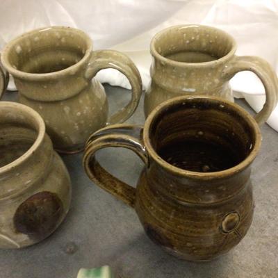 9 Modern Pottery Coffee Mug Lot