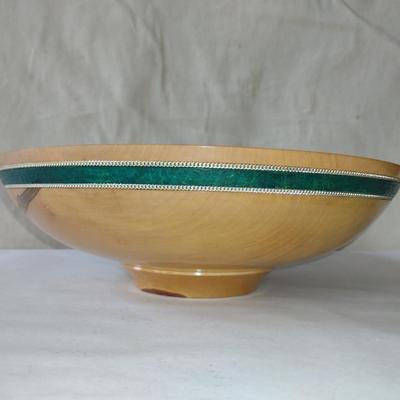 Large, Hand Crafted, Turned Wood Bowl by Bobby Phillips- Maple and Sterling (#38).