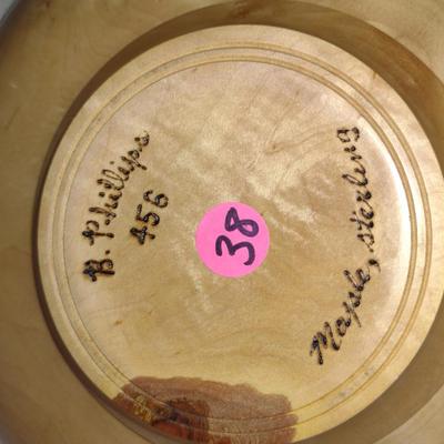 Large, Hand Crafted, Turned Wood Bowl by Bobby Phillips- Maple and Sterling (#38).
