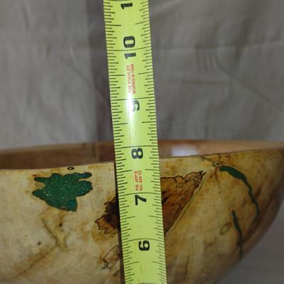Large, Hand Crafted, Turned Wood Bowl by Bobby Phillips- Spalted Maple and Chryoscolla (#39).