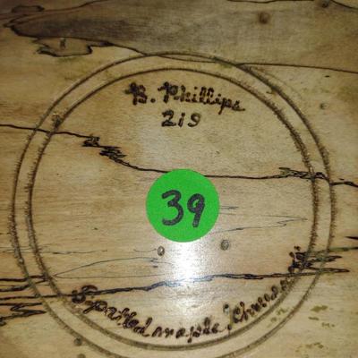 Large, Hand Crafted, Turned Wood Bowl by Bobby Phillips- Spalted Maple and Chryoscolla (#39).