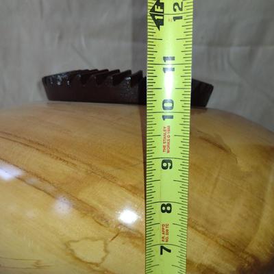 Large, Hand Crafted, Turned Wood Vase by Bobby Phillips-Spalted Maple and Found Metal (#40).