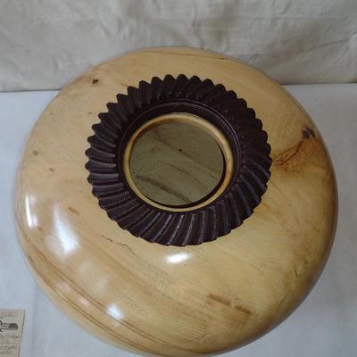 Large, Hand Crafted, Turned Wood Vase by Bobby Phillips-Spalted Maple and Found Metal (#40).