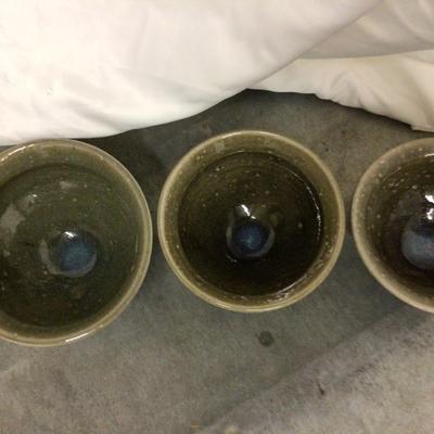 Set of Three Matching Progressive Modern Pottery Bowls