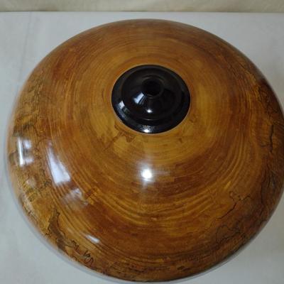 Large, Hand Crafted, Turned Wood Vase by Bobby Phillips- Sycamore and Ebony (#41).