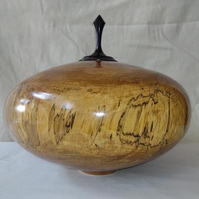 Large, Hand Crafted, Turned Wood Vase by Bobby Phillips- Sycamore and Ebony (#41).