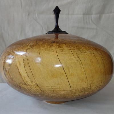 Large, Hand Crafted, Turned Wood Vase by Bobby Phillips- Sycamore and Ebony (#41).