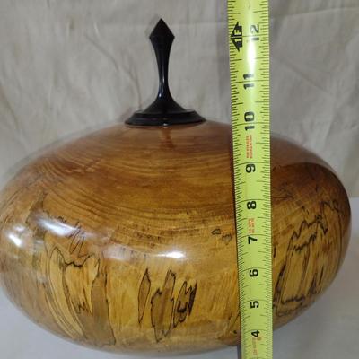 Large, Hand Crafted, Turned Wood Vase by Bobby Phillips- Sycamore and Ebony (#41).
