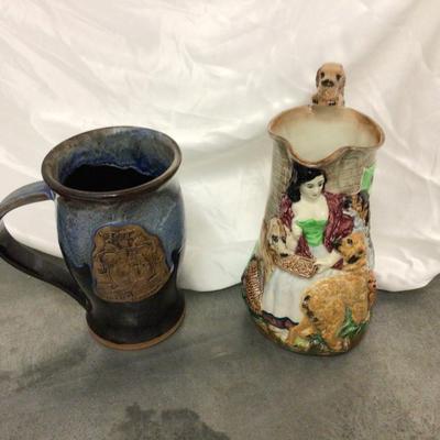 Set of Two Pottery Pitchers