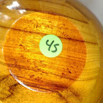 Large, Hand Crafted, Turned Wood Vase with Inlay (#45).