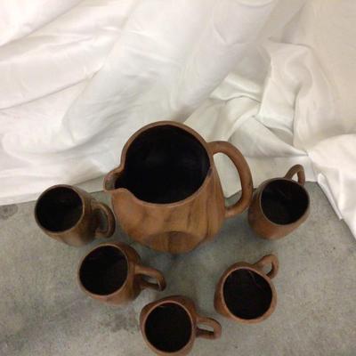 Made in Mexico Pinched Pitcher and Five Pinched Mugs