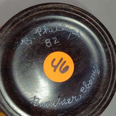 Large, Hand Crafted, Turned Wood Vase by Bobby Phillips- Box Elder and Ebony (#46).