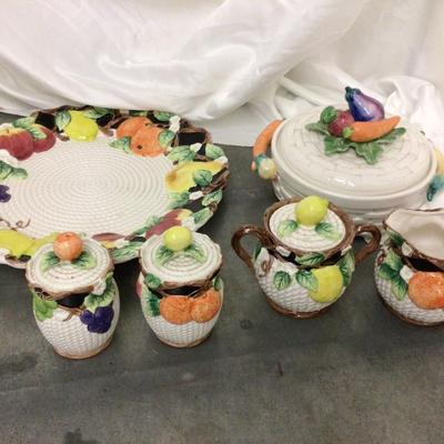 Fitz and Floyd Matching Fruit Dinnerware.