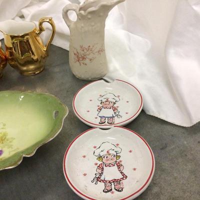 Serving Trays, Creamer and Sugar, Tall Creamer and Two Campbell Soup Ashtrays