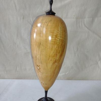 Large, Hand Crafted, Turned Wood Vase by Bobby Phillips- Box Elder and Ebony (#47).