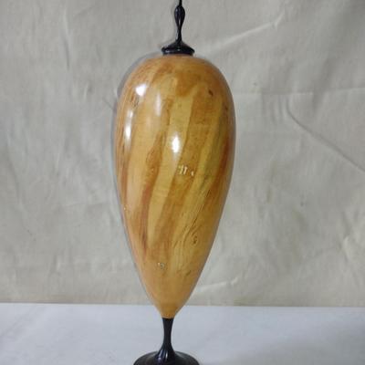 Large, Hand Crafted, Turned Wood Vase by Bobby Phillips- Box Elder and Ebony (#47).