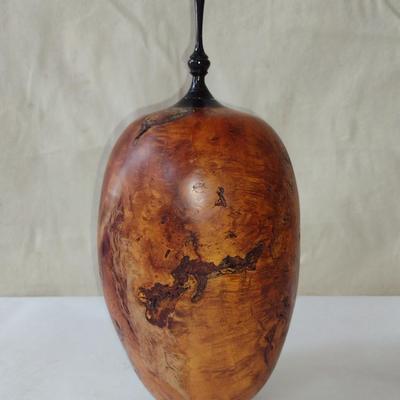 Large, Hand Crafted, Turned Wood Vase by Bobby Phillips- Cherry Burl and Ebony (#48).