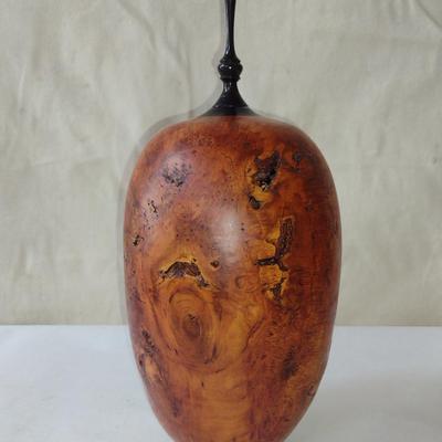 Large, Hand Crafted, Turned Wood Vase by Bobby Phillips- Cherry Burl and Ebony (#48).