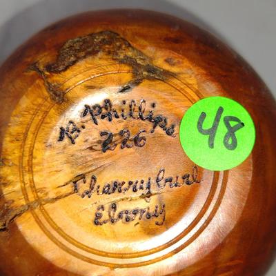 Large, Hand Crafted, Turned Wood Vase by Bobby Phillips- Cherry Burl and Ebony (#48).
