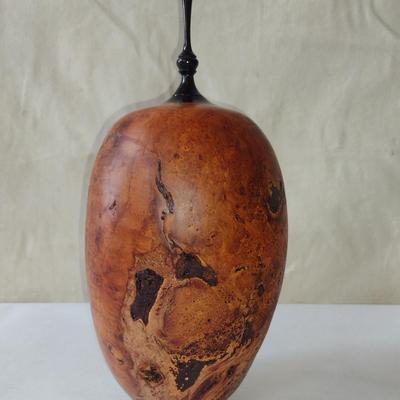 Large, Hand Crafted, Turned Wood Vase by Bobby Phillips- Cherry Burl and Ebony (#48).