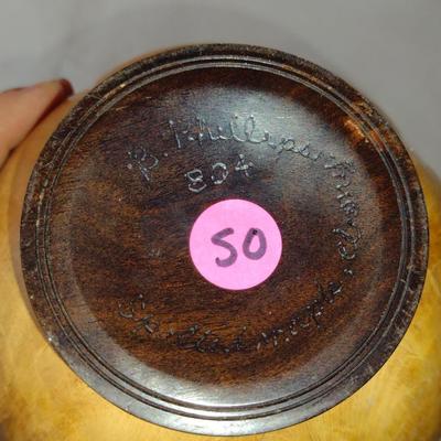 Large, Hand Crafted, Turned Wood Vase by Bobby Phillips- Spalted Maple and Ebony (#50).