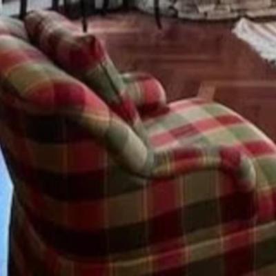 Custom upholstered chair and ottoman