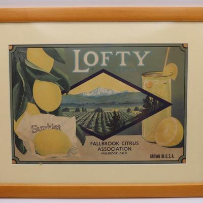 Framed Lofty Brand Fallbrook Citrus Association