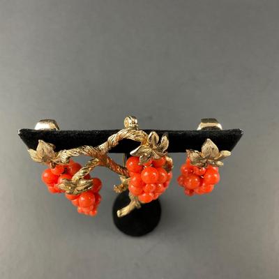 -45- MARVELLA | 1950’s Grape Cluster Pin & Earrings | Marked