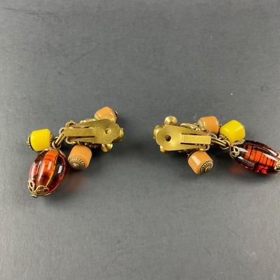 -48- COSTUME | 1930’s Amber & Gold Earrings & Necklace